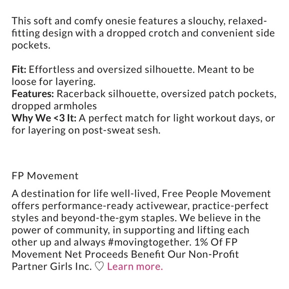 FP Movement by Free People Logo Onesie -Black - sold out. NWT - Picture 4 of 4